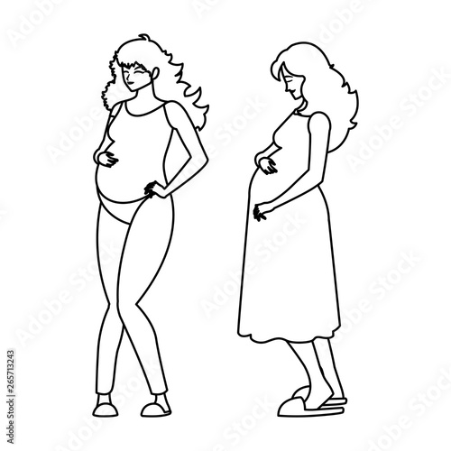 couple of beautiful pregnancy women characters