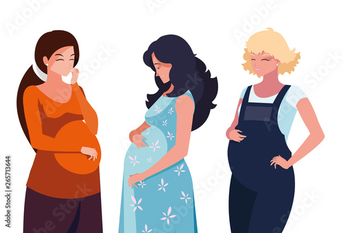 group of beautiful pregnancy women in heart
