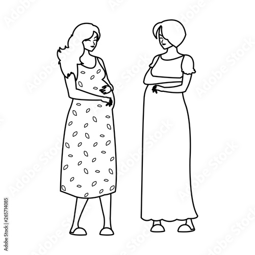 couple of beautiful pregnancy women characters