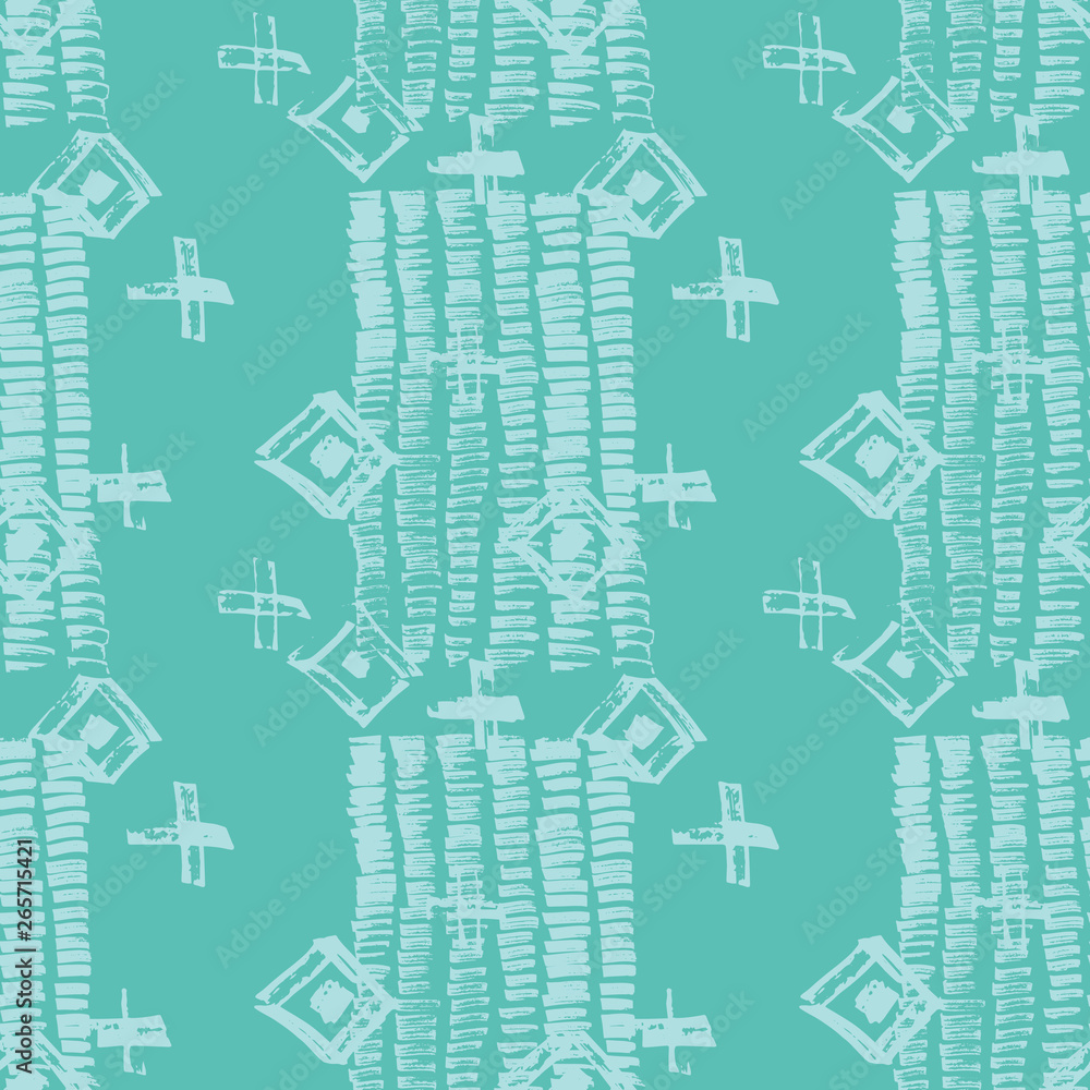 Tie Dye Japanese Geometric Modern Seamless Pattern. Boho Tie Dye Japan Batik. Scribble Cartoon Doodle Craft Texture. Geo Wabi Sabi Decorative Kimono Print. Scribble Craft Doodle Seamless Collage