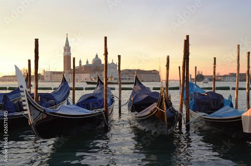 View of the gondola and lagoon in Venice in the early morning © Svetlana