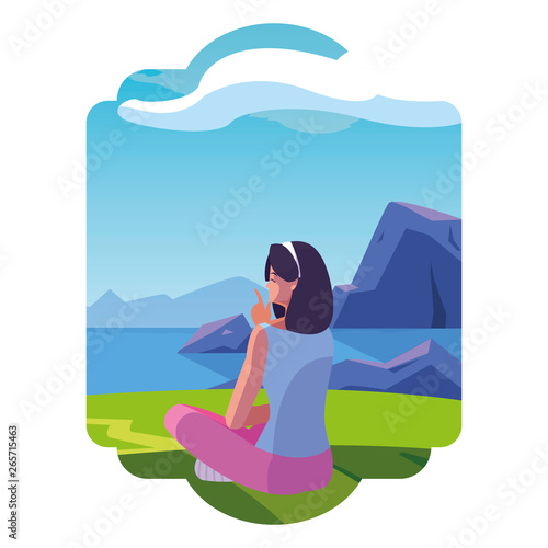 woman contemplating the horizon in the field scene