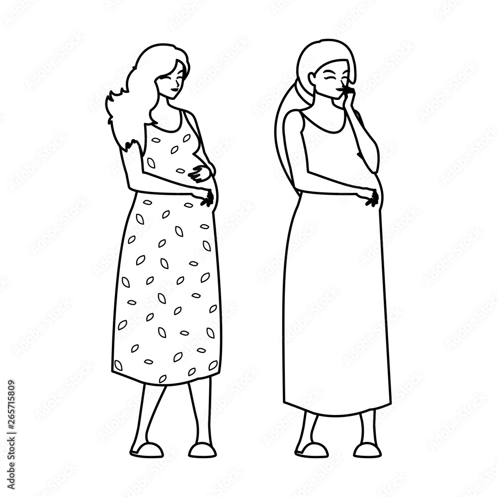 couple of beautiful pregnancy women characters couple of beautiful pregnancy women characters