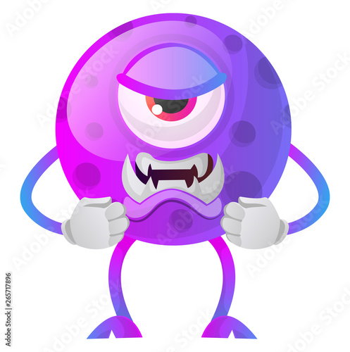 Angry purple monster illustration vector on white background