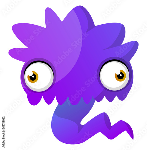 Weird shape blue monster illustration vector on white background