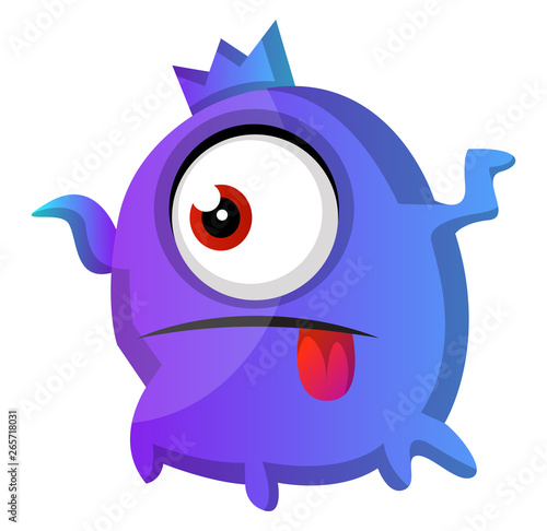 One eyed purple monster with tongue out illustration vector on white background