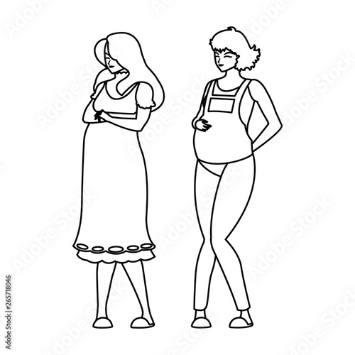 couple of beautiful pregnancy women characters