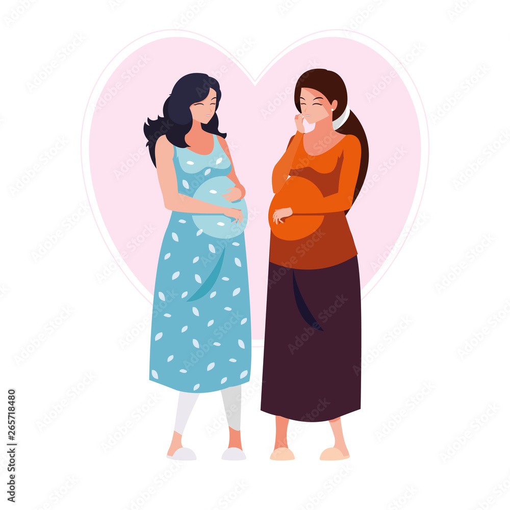 couple of beautiful pregnancy women in heart couple of beautiful pregnancy women in heart
