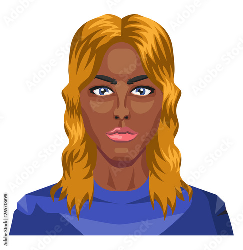 Beautiful african girl with blonde hair illustration vector on white background