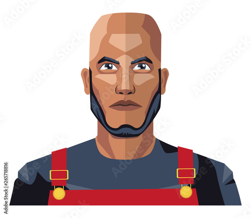 Bald worker with a beard illustration vector on white background