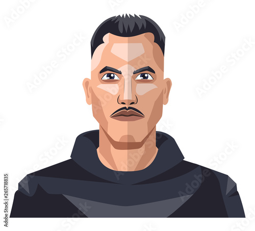 Boy with moustaches and short hair illustration vector on white background