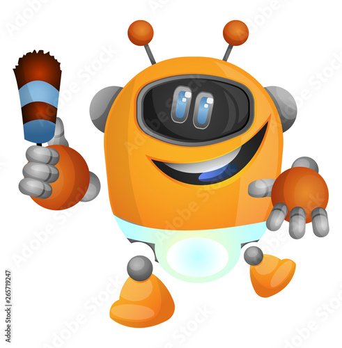 Housekeeping robot illustration vector on white background