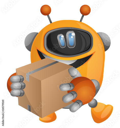 Robot as a delivery guy illustration vector on white background