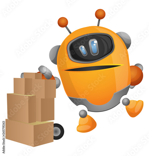 Robot carrying packages illustration vector on white background