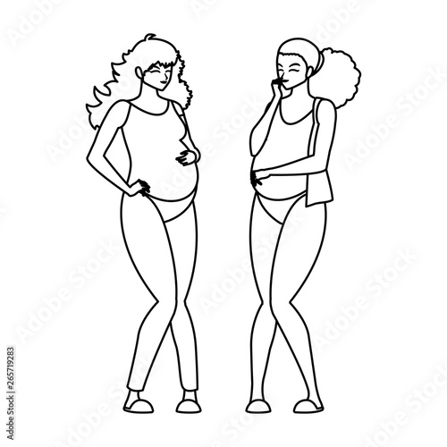 couple of beautiful pregnancy women characters