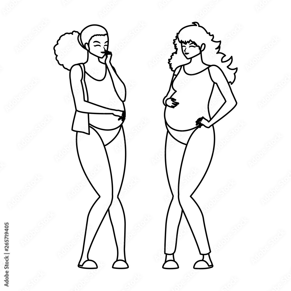couple of beautiful pregnancy women characters couple of beautiful pregnancy women characters