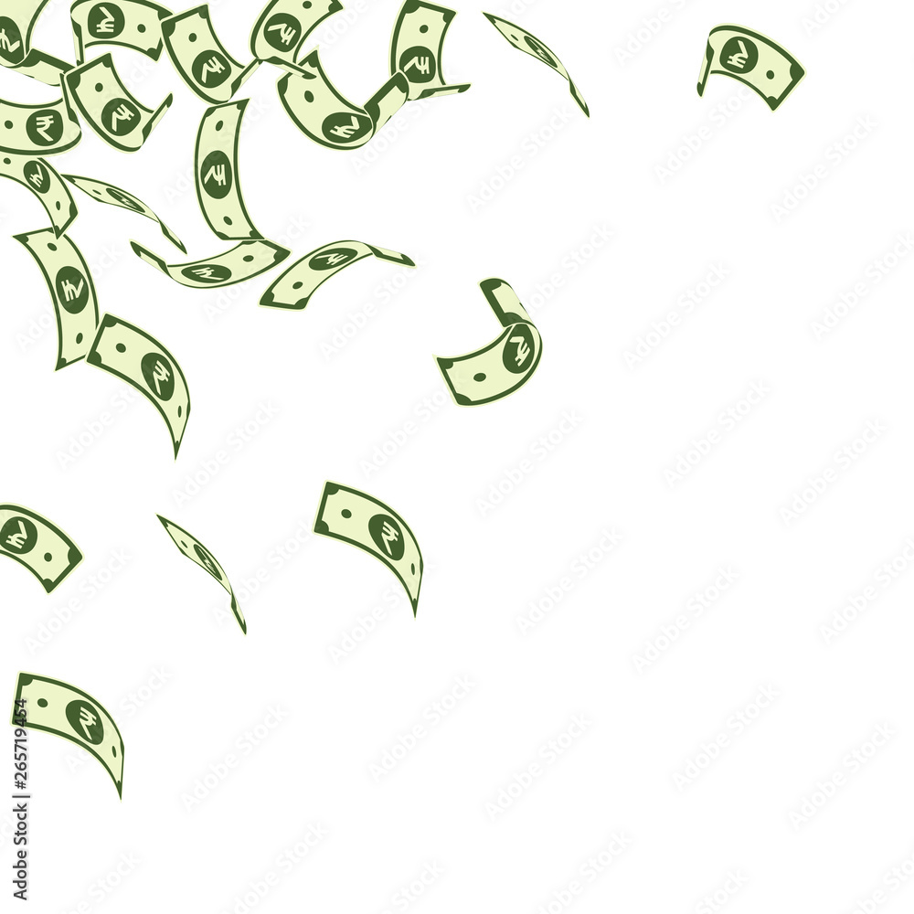 Indian rupee notes falling. Floating INR bills on Indian rupee notes falling. Floating INR bills on