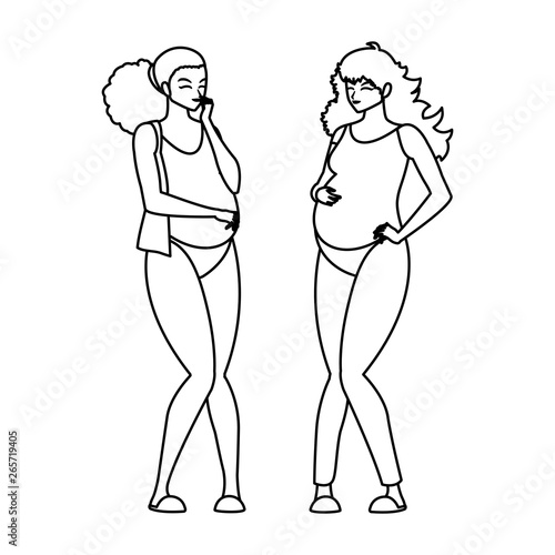 couple of beautiful pregnancy women characters