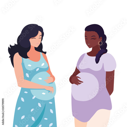 interracial couple of pregnancy women characters