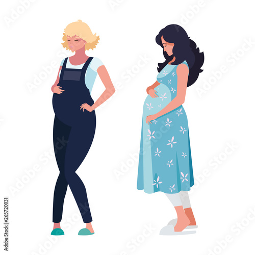 couple of beautiful pregnancy women characters