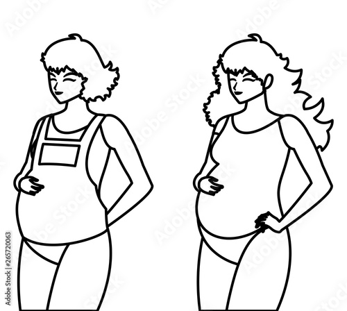 couple of beautiful pregnancy women characters