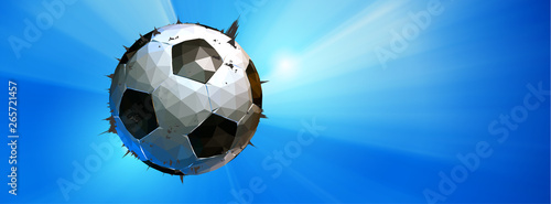 polygonal football isolated on blue shine lighting BG
