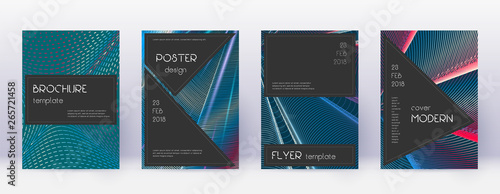 Black brochure design template set. Red abstract l