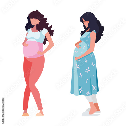 couple of beautiful pregnancy women characters