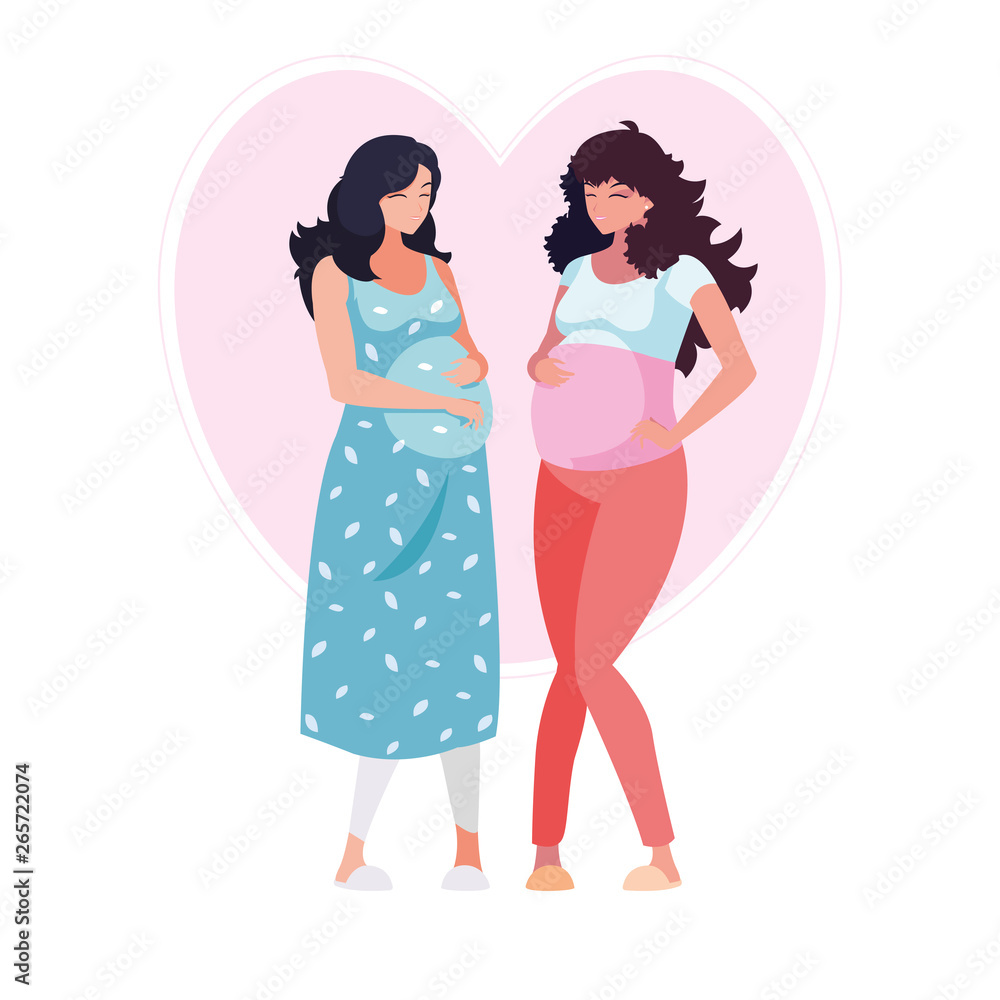 couple of beautiful pregnancy women in heart couple of beautiful pregnancy women in heart