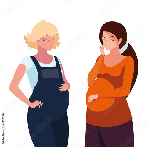 couple of beautiful pregnancy women characters