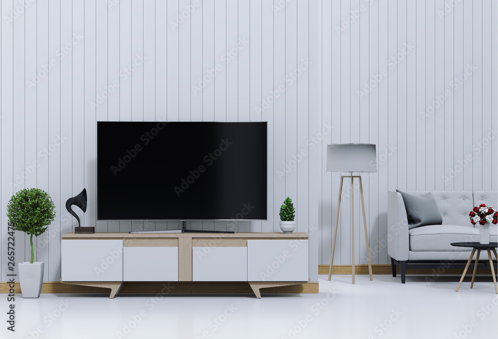 3D rendering of interior living room with Smart TV