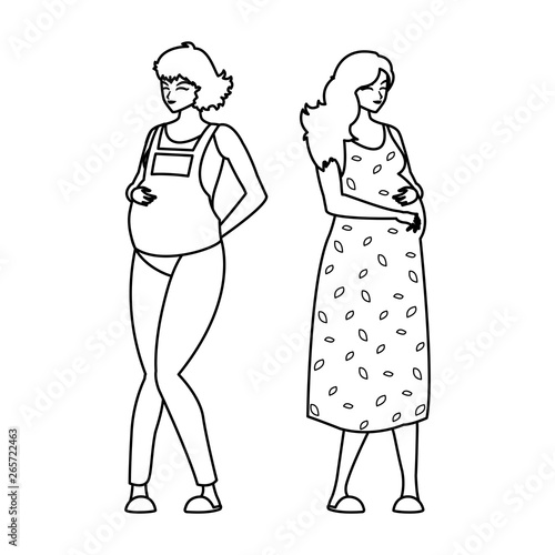 couple of beautiful pregnancy women characters