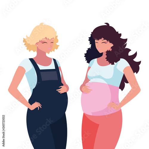 couple of beautiful pregnancy women characters