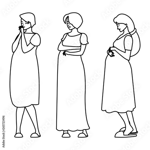 group of beautiful pregnancy women characters