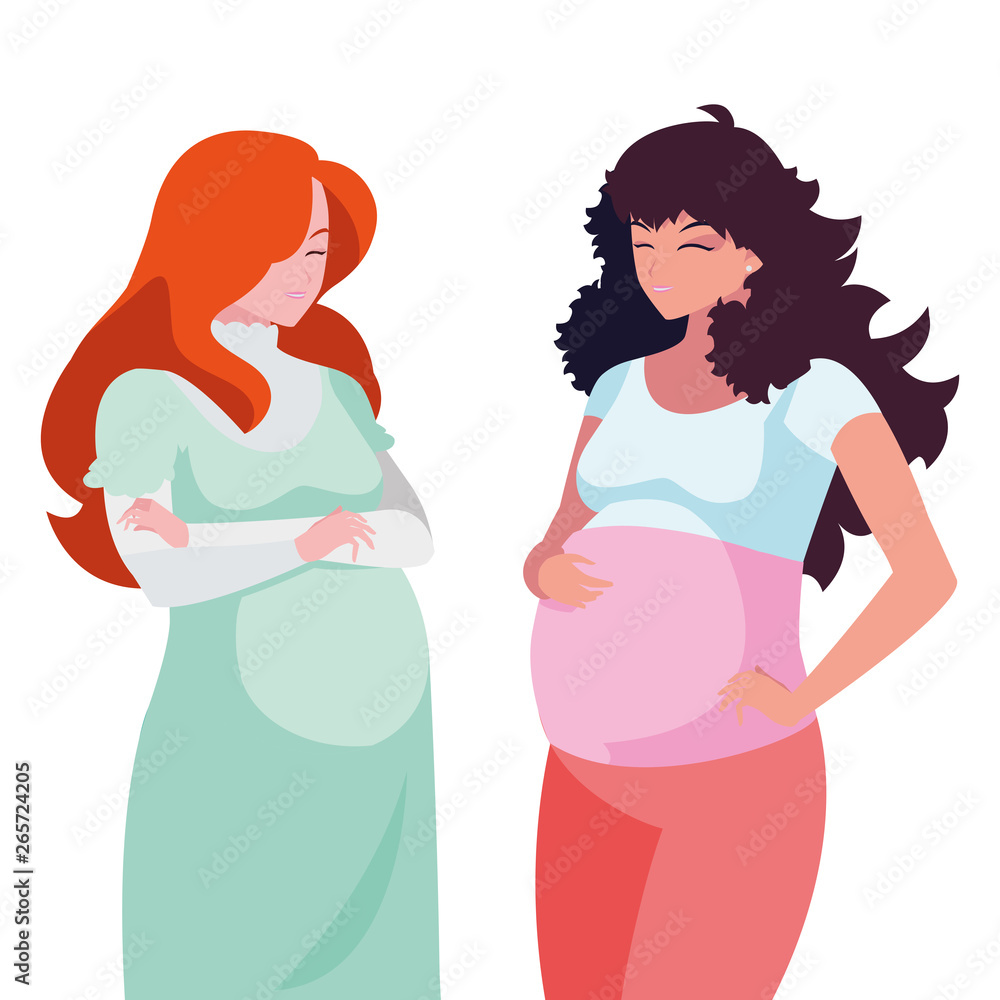 couple of beautiful pregnancy women characters couple of beautiful pregnancy women characters