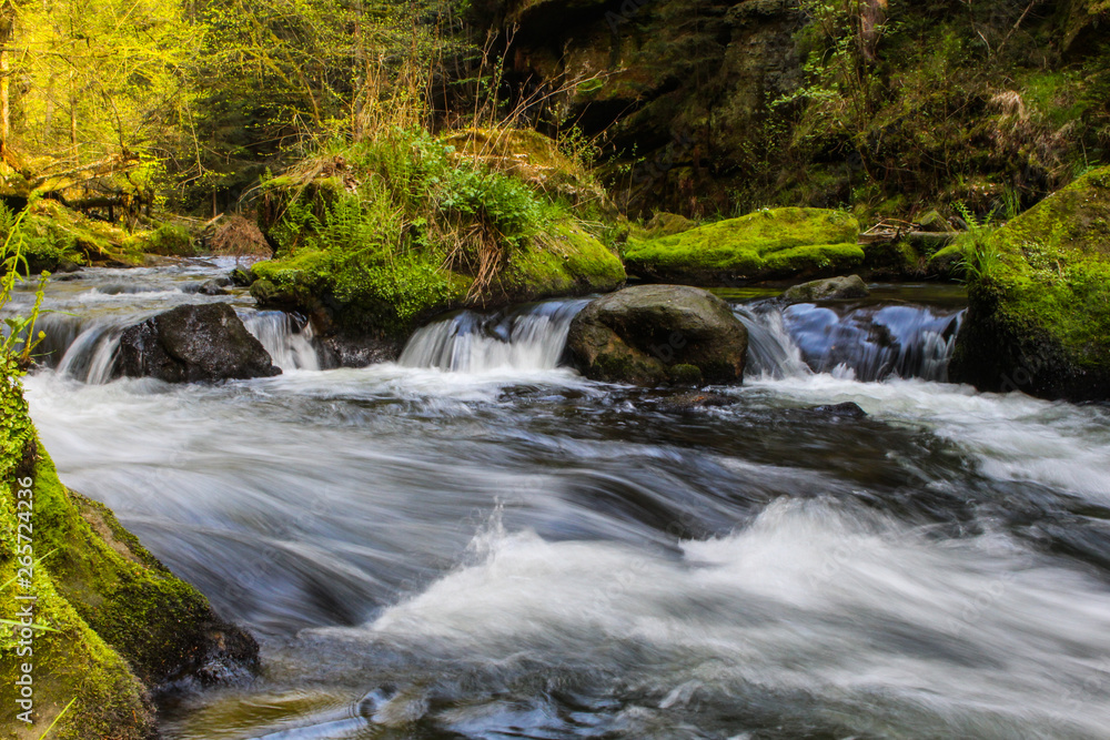 Stream and small cascade, Czech Republic. Stream and small cascade, Czech Republic.
