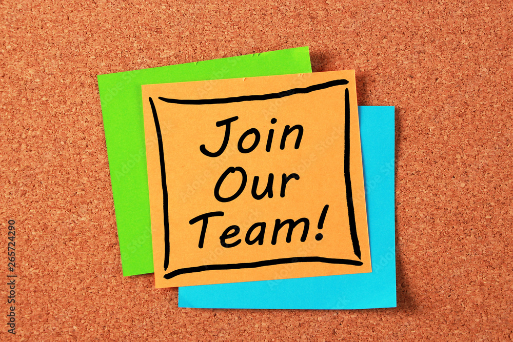 Obraz premium Join Our Team Concept On Sticky Note