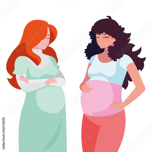 couple of beautiful pregnancy women characters