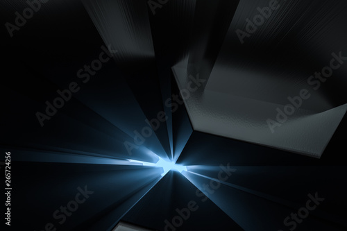3d rendering, dark background, cube bricks with light effect. Computer digital background. © Vink Fan