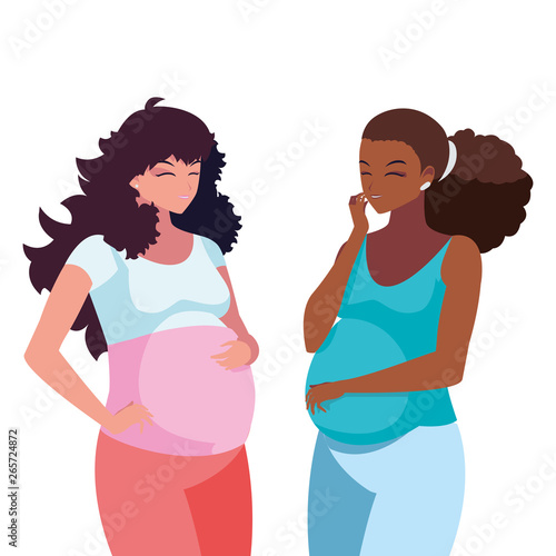 interracial couple of pregnancy women characters