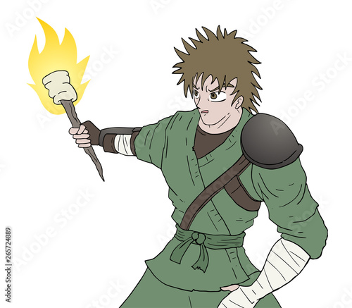 Design of warrior with torch draw