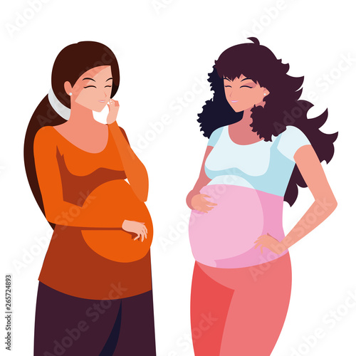 couple of beautiful pregnancy women characters