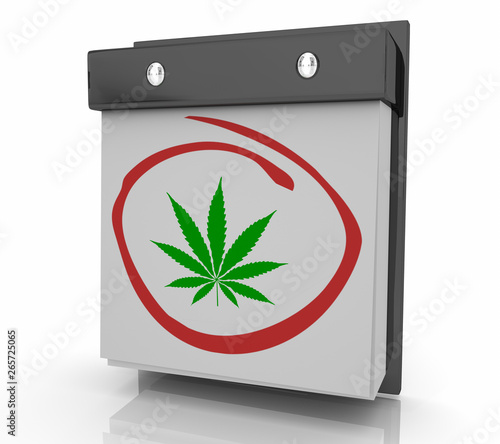 Marijuana Pot Weed Cannabis Calendar Day Date Event 3d Illustration photo