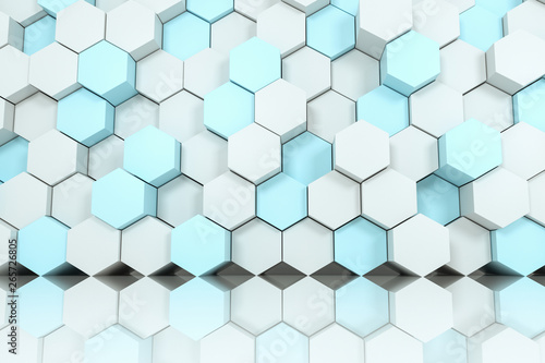 3d rendering, white hexagon cubes.