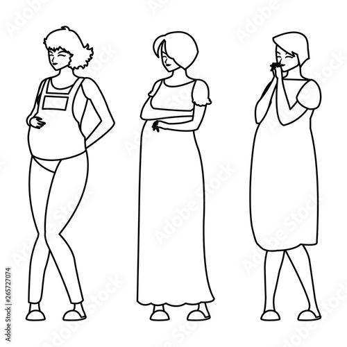 group of beautiful pregnancy women characters