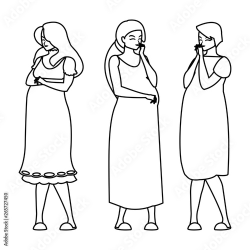 group of beautiful pregnancy women characters