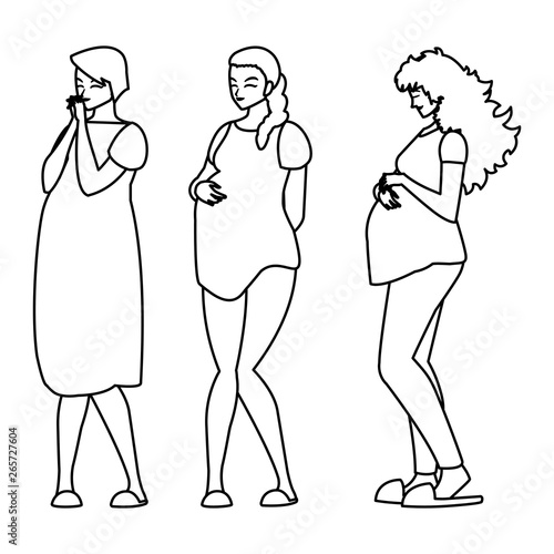 group of beautiful pregnancy women characters