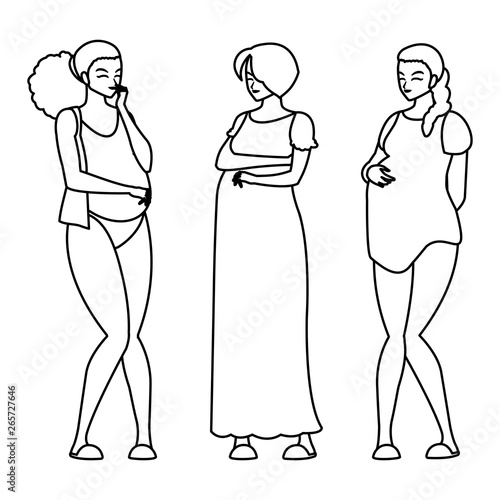 group of beautiful pregnancy women characters