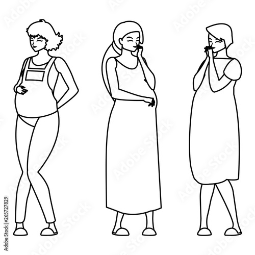 group of beautiful pregnancy women characters