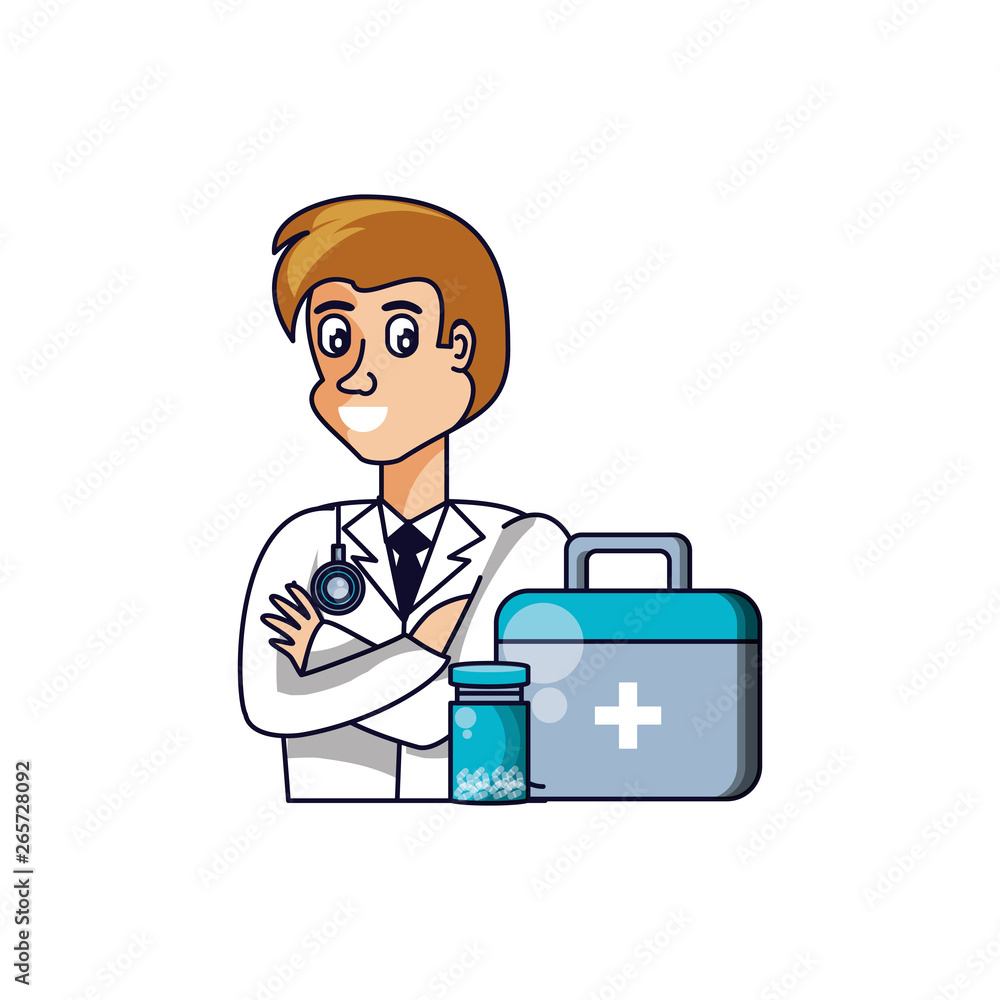 doctor professional with first aid kit